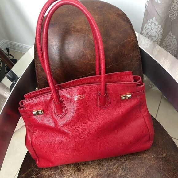 Henri Bendellarge leather red tote